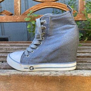 Guess denim hi-top sneakers lace-up sz 7